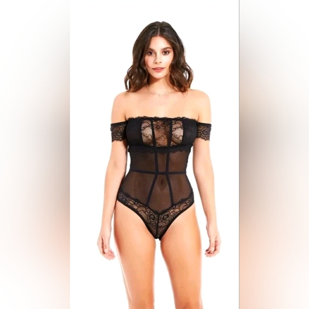 Nwt iCollection Off The Shoulder Teddie, Teddy Black Size Medium